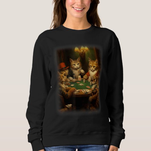 Cats Playing Poker A Friend in Need  Cat  Art Sweatshirt (Vorderseite)
