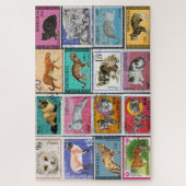 Cats Postage Briefmarke Collage Jigsaw Puzzle (Vertikal)