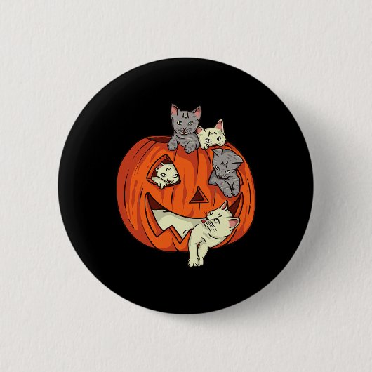 Cats Pumpkin Carvin Kürbislaterne Cat Halloween C Button (Vorderseite)