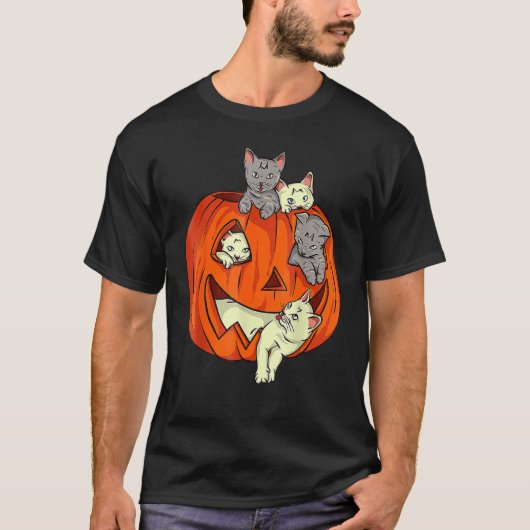 Cats Pumpkin Carvin Kürbislaterne Cat Halloween C T-Shirt (Vorderseite)