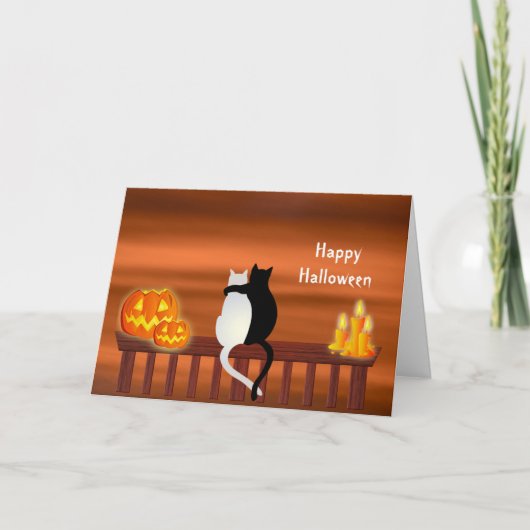 Cats Pumpkins Candles Halloween Card Karte (Vorderseite)