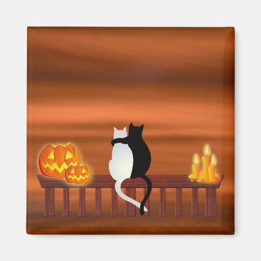 Cats Pumpkins Candles Halloween Magnet (Vorne)
