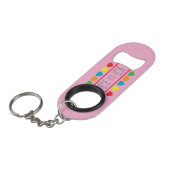 Cats & Rainbow Hearts Pink Bottle Opener Keychain Mini Flaschenöffner (Vorderseite Schrägansicht)