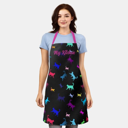 Cats Rainbow-Muster-Skripttext Schürze (Getragen)