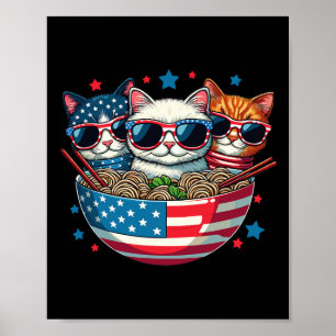Cats Ramen Anime American Flag USA Funny 4. Ju Poster