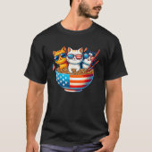 Cats Ramen Anime American Flag USA Funny 4. Ju T-Shirt (Vorderseite)