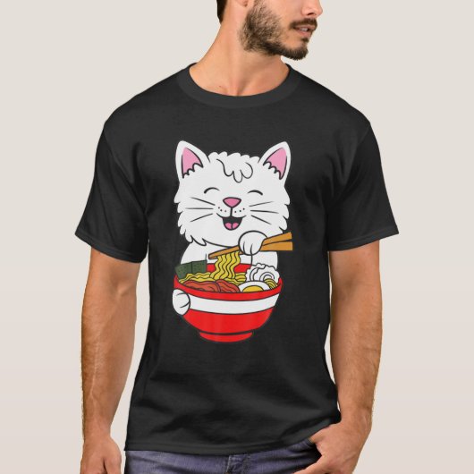 Cats Ramen Anime Kawaii Neko T-Shirt (Vorderseite)
