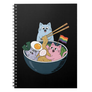 Cats Ramen Regenbogen LGBTQ Schwul Lesbisch Pride  Notizblock