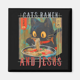 Cats Ramen und Jesus Lustiges Christliches Cat-Des Magnet