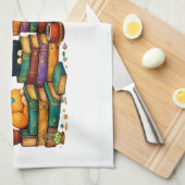 Cats Reading Books Cozy Library Scene Geschirrtuch (Viertel Falte)