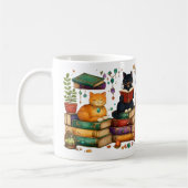 Cats Reading Books Cozy Library Scene Kaffeetasse (Links)