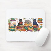Cats Reading Books Cozy Library Scene Mousepad (Mit Mouse)