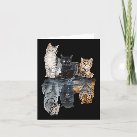 Cats Reflection Mirror Lion Cheetah Tiger Funny Ca Karte (Vorderseite)
