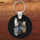 Cats Reflection Mirror Lion Cheetah Tiger Funny Ca Schlüsselanhänger (Vorderseite)