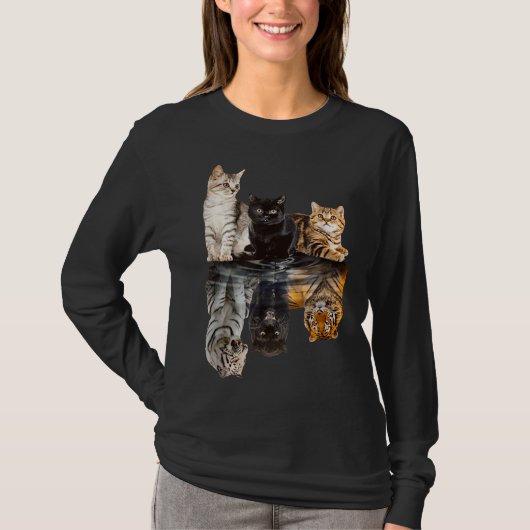 Cats Reflection Mirror Tiger Mom Mother Day Love T-Shirt (Vorderseite)