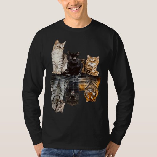 Cats Reflection Mirror Tiger Mom Mother Day Love T-Shirt (Vorderseite)