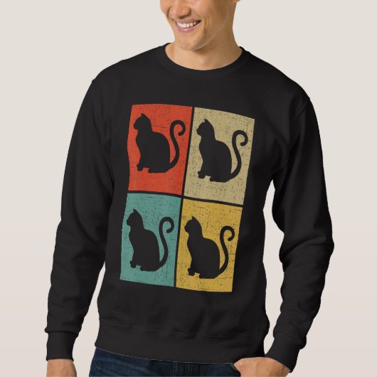 Cats Retro Vintage 70s 80s Style Sweatshirt (Vorderseite)