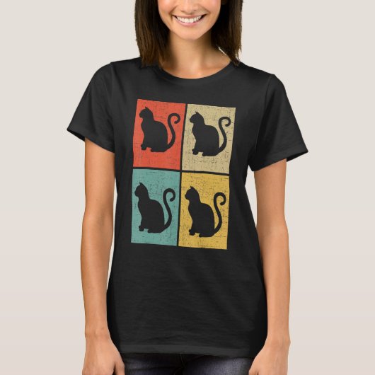 Cats Retro Vintage 70s 80s Style T-Shirt (Vorderseite)