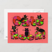 Cats Rock—Cat Liebhaber Geschenke Postkarte (Vorne/Hinten)