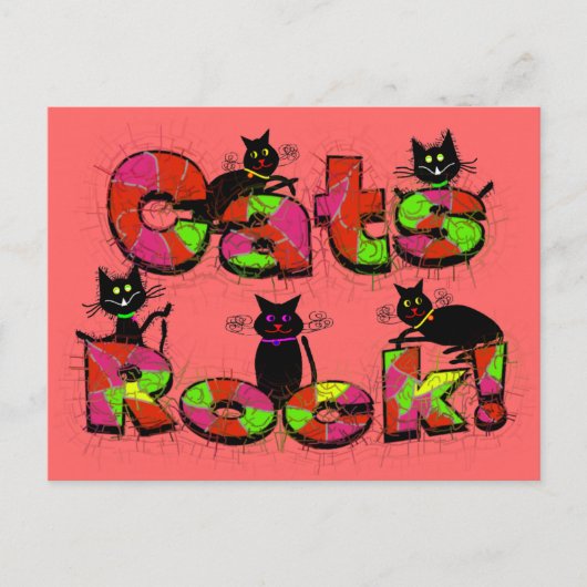 Cats Rock—Cat Liebhaber Geschenke Postkarte (Vorderseite)