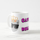 CATS RULE Crowned Sunglasses Cat - Cat Lover's Kaffeetasse (Vorderseite Links)