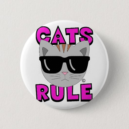 CATS RULE Originalkatze Lover Button (Vorderseite)