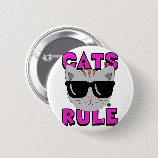 CATS RULE Originalkatze Lover Button (Vorne & Hinten)