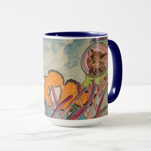 Cats Scuba Diving Wasserfarbe Tasse (VorderseiteRechts)