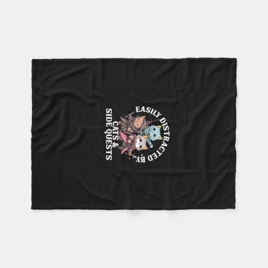 Cats Side Quest Distracted Tabletop Funny Men Wome Fleecedecke (Vorderseite (Horizontal))