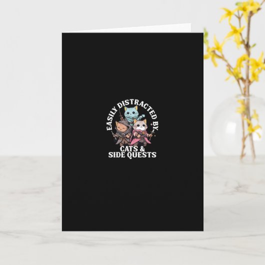 Cats Side Quest Distracted Tabletop Funny Men Wome Karte (Gelbe Blume)