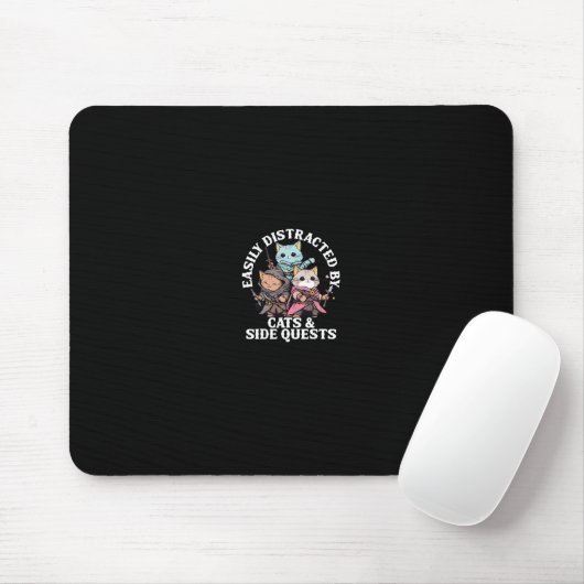 Cats Side Quest Distracted Tabletop Funny Men Wome Mousepad (Mit Mouse)