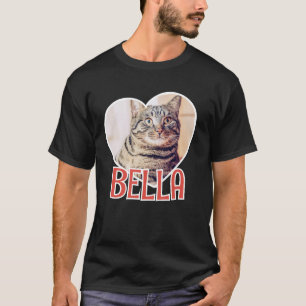 Cat's Simple Modern Playful Heart Name and Foto T-Shirt