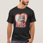 Cat's Simple Modern Playful Heart Name and Foto T-Shirt (Vorderseite)