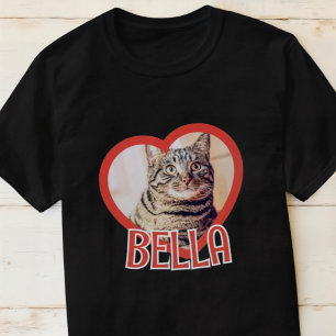 Cat's Simple Modern Playful Heart Name and Foto T-Shirt