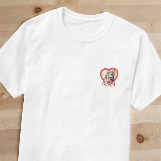 Cat's Simple Modern Playful Heart Name and Foto T-Shirt