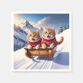 Cats Sled Ride Serviette
