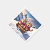 Cats Sled Ride Serviette (Ecke)