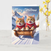 Cats Sled Ride Weihnachten Karte (Gelbe Blume)