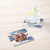 Cats Sled Ride Weihnachten Rechteckiger Pappuntersetzer (Vor Ort)