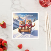 Cats Sled Ride Weihnachten Serviette (Beispiel)