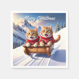 Cats Sled Ride Weihnachten Serviette