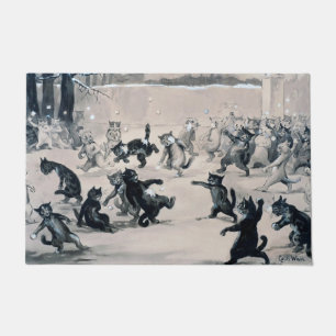 Cats Snowball Fight, Louis Wain Fußmatte