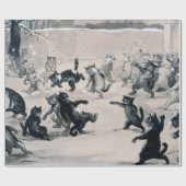 Cats Snowball Fight, Louis Wain Geschenkpapier (Flach)