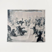 Cats Snowball Fight, Louis Wain Wandteppich (Vorderseite (Horizontal))