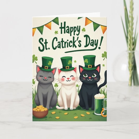 Cats St Catricks Day Fun Card Karte (Vorderseite)
