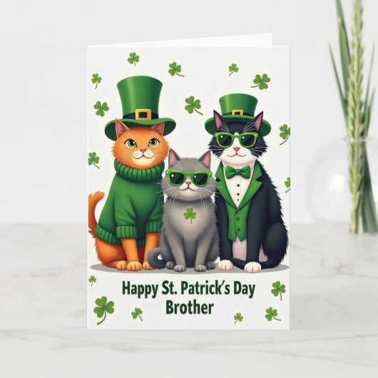 Cats St Patricks Day Brother Card Karte (Vorderseite)