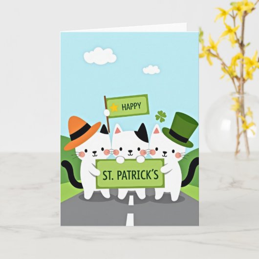 Cats St Patricks Day Fun Card Karte (Gelbe Blume)