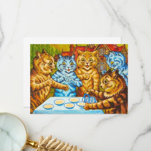 Cats Tea Party von Louis Wain Dankeskarte (Vorderseite/Rückseite Beispiel)