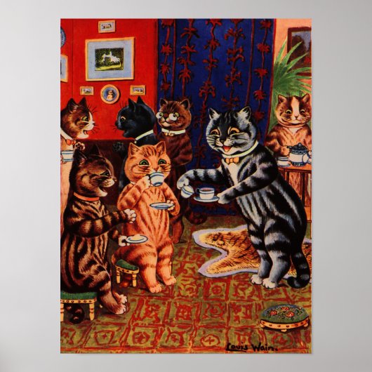 Cats Tea Party von Louis Wain Poster (Vorne)