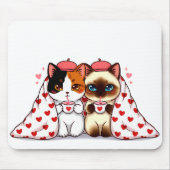Cats Under Heart Blankets Mousepad (Vorne)